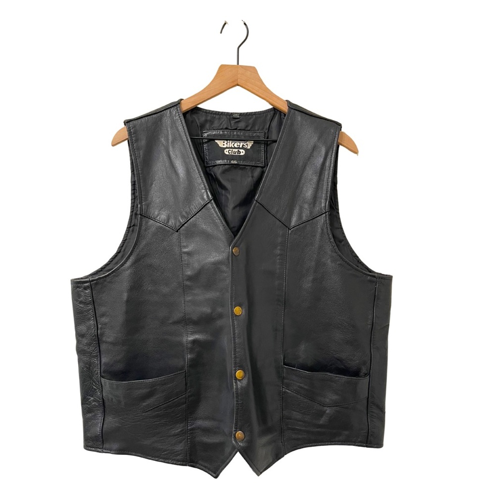 Bikers Club Black Leather Vest Size 46